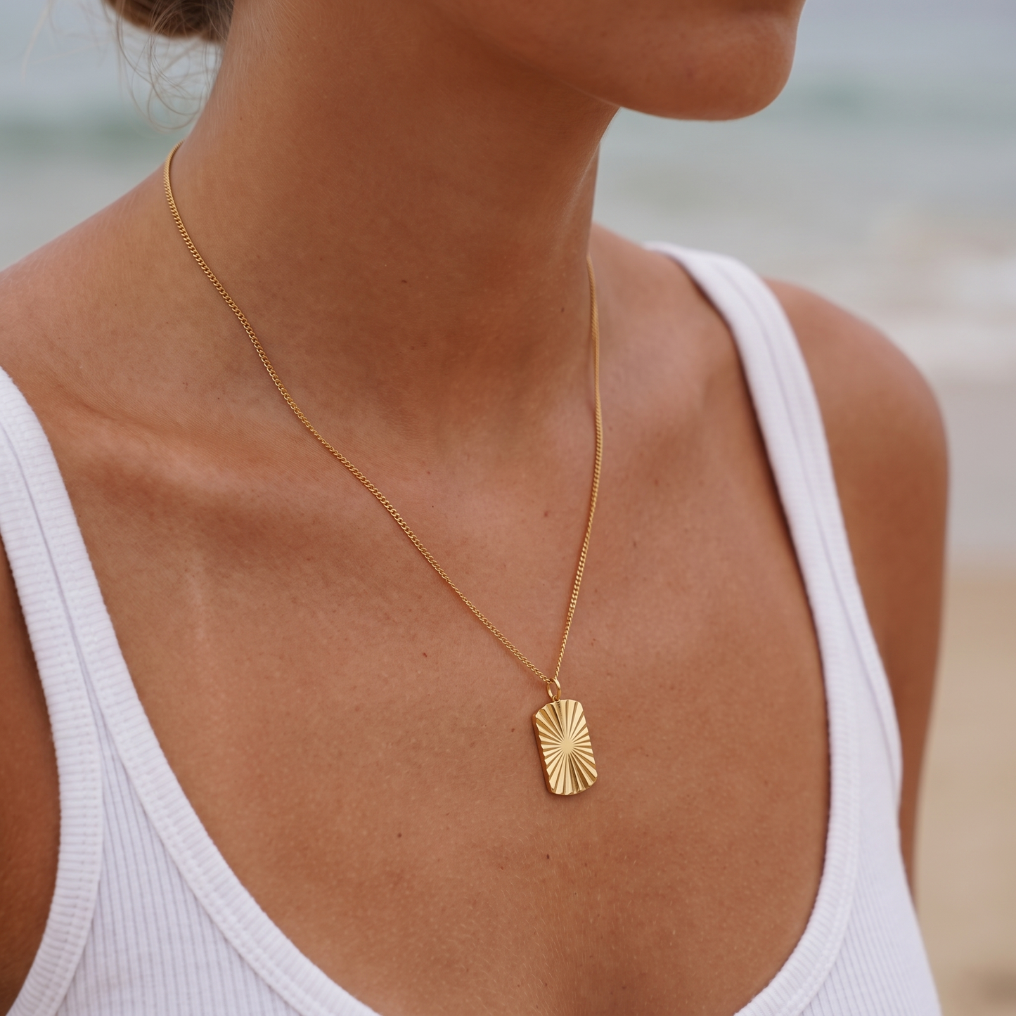Asea Shoreline Sunray Necklace — worn by model