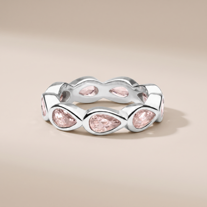 Asea Peony Pink Stone Ring — Silver Color