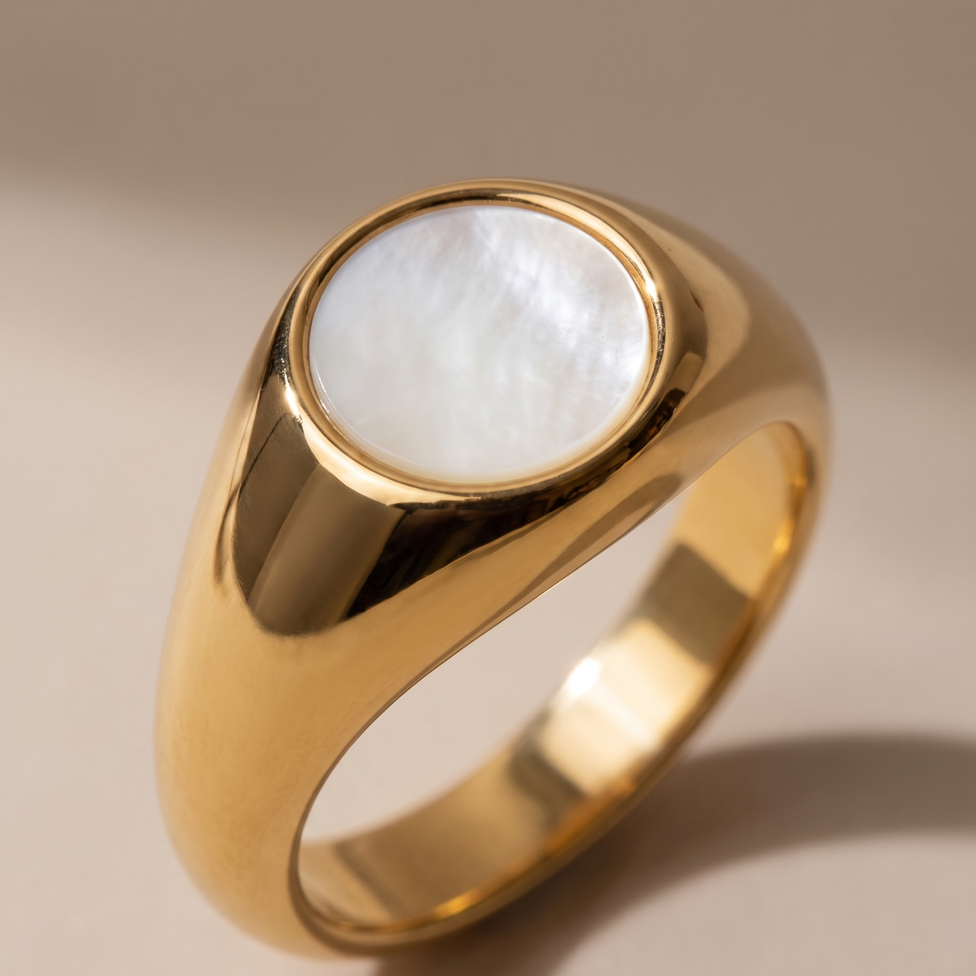 Asea Mother-of-Pearl Statement Ring — close-up detail