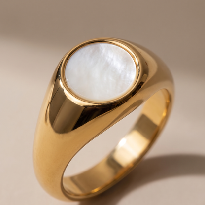 Asea Mother-of-Pearl Statement Ring — close-up detail