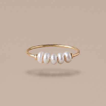 Asea Petite Pearl Row Ring — front view