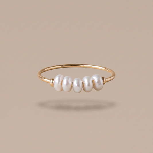 Asea Petite Pearl Row Ring — front view