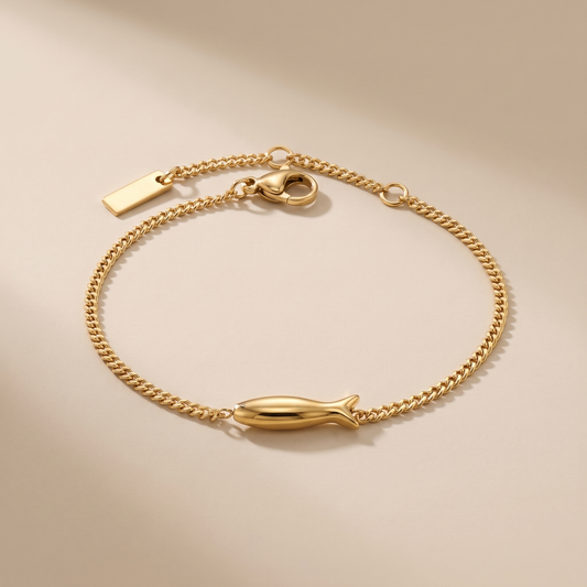 Asea Golden Fish Charm Bracelet — front view