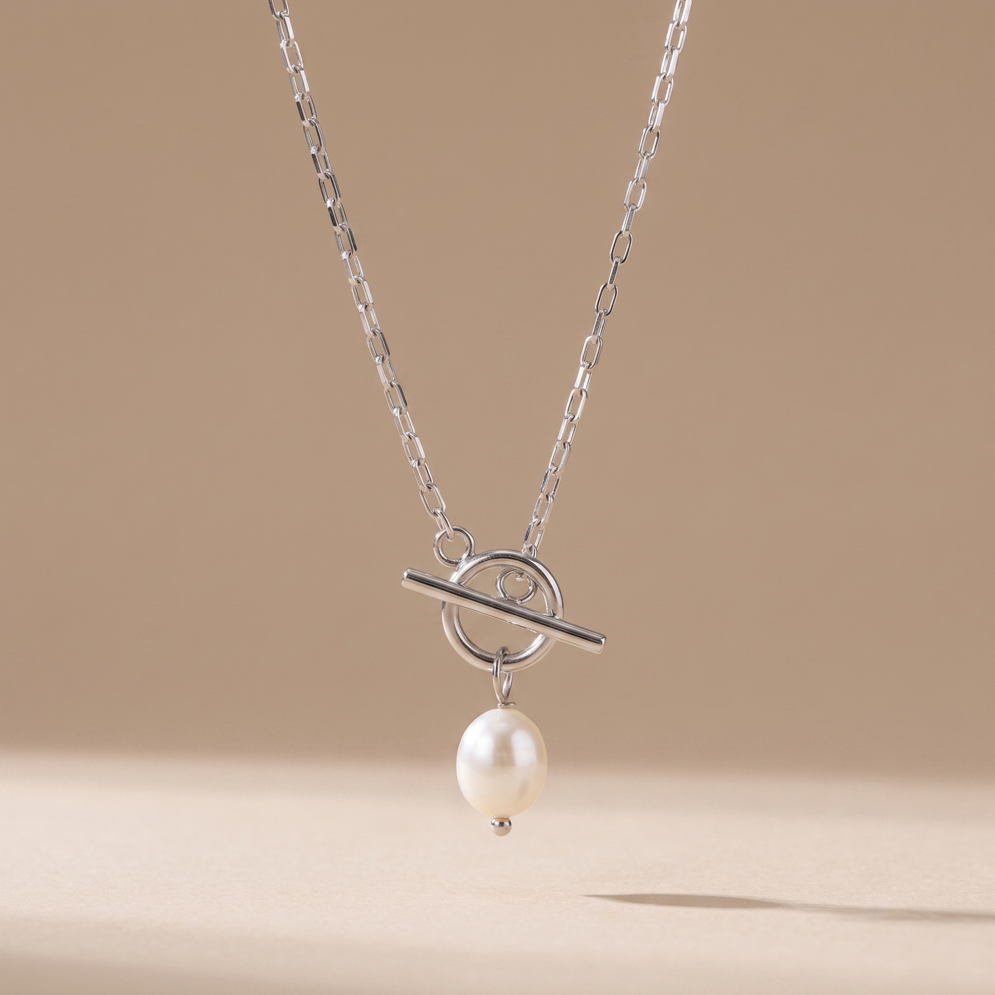 Asea Palm Bay Pearl Toggle Necklace — Silver Color
