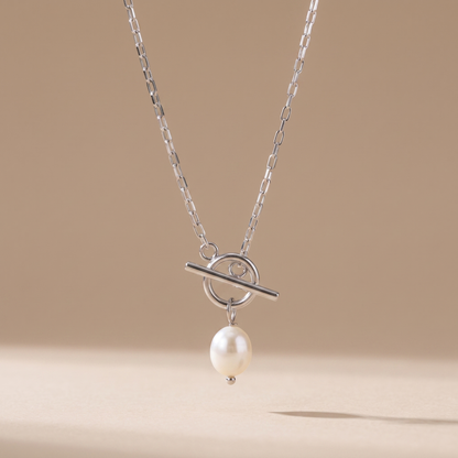 Asea Palm Bay Pearl Toggle Necklace — Silver Color