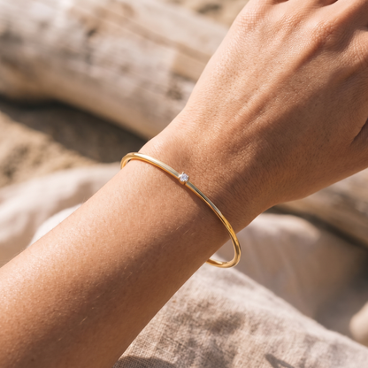 Asea Slim Solar Cuff Bracelet — worn by model
