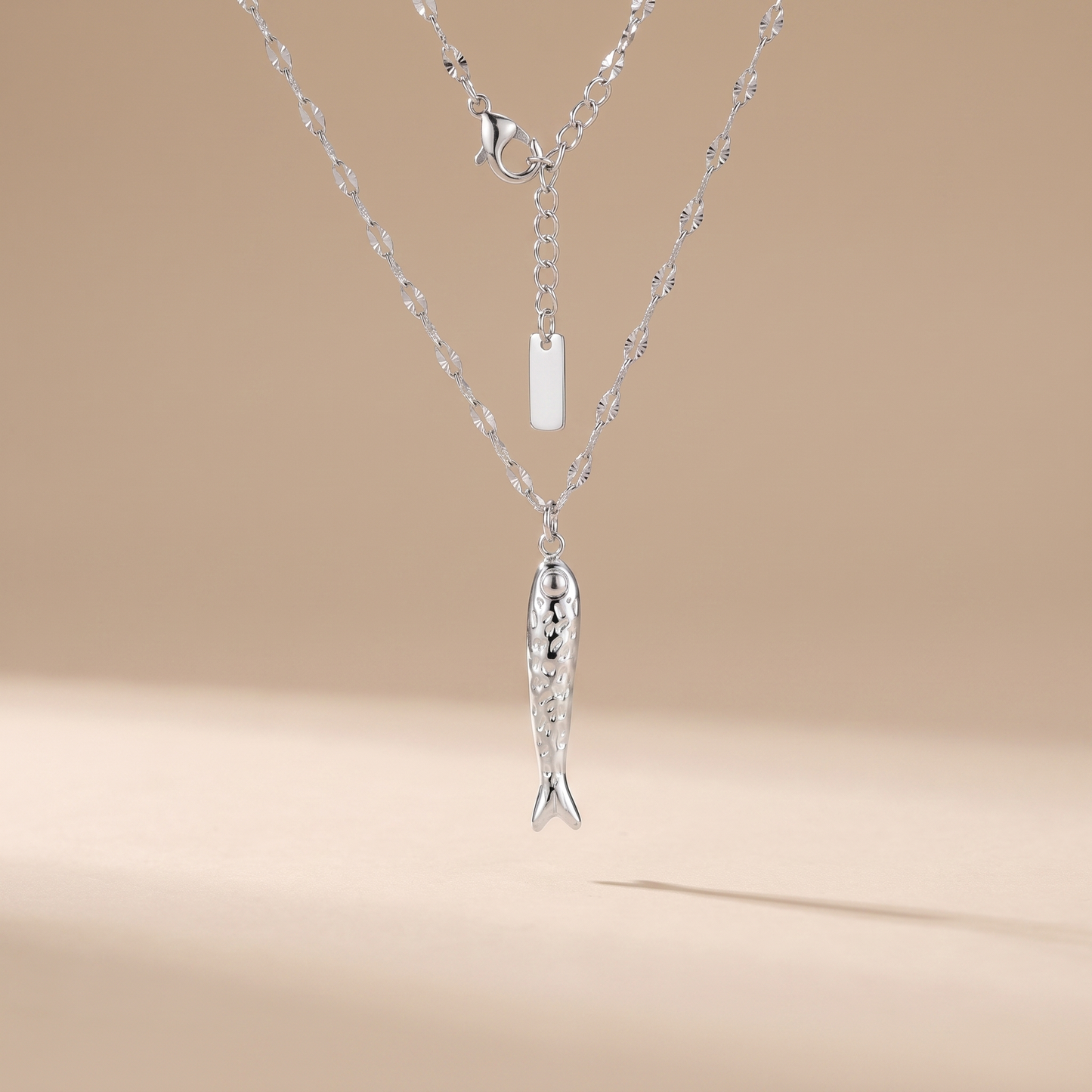 Asea Lucky Fish Charm Necklace — Silver Color