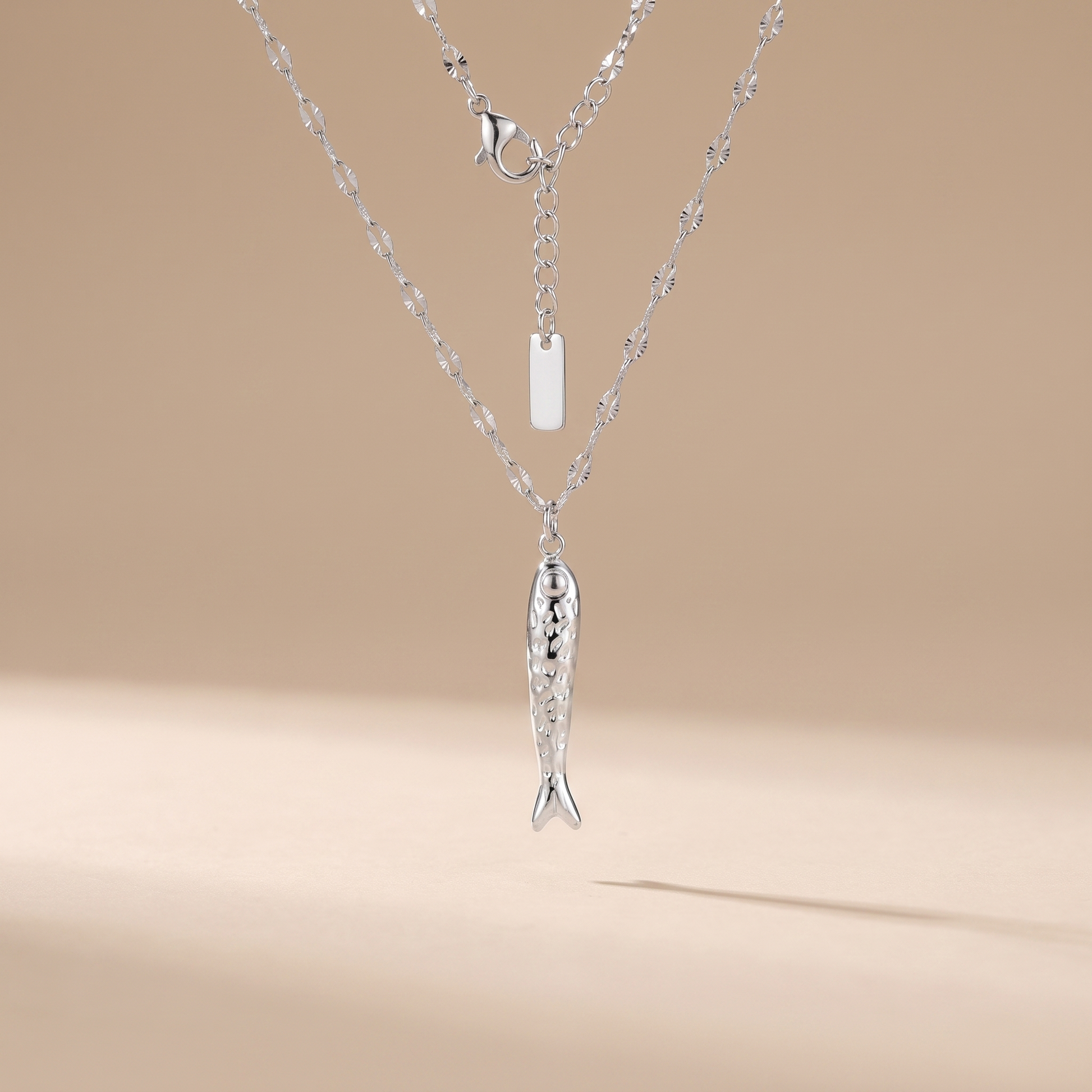 Asea Lucky Fish Charm Necklace — Silver Color