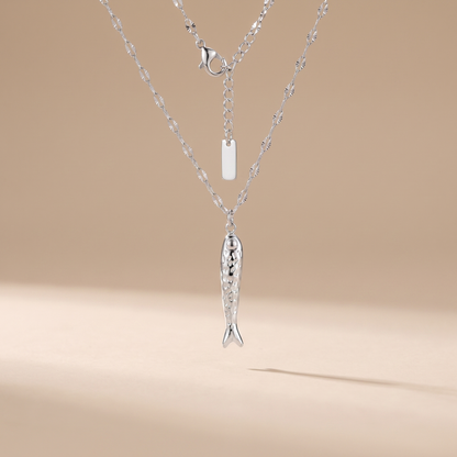 Asea Lucky Fish Charm Necklace — Silver Color