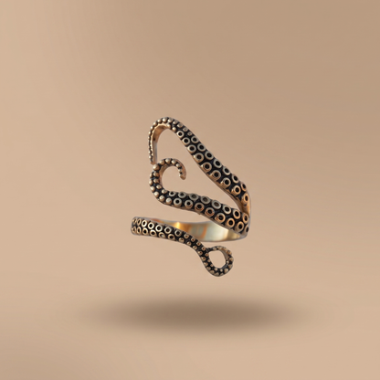 Asea Octopus Tentacle Wrap Ring — front view
