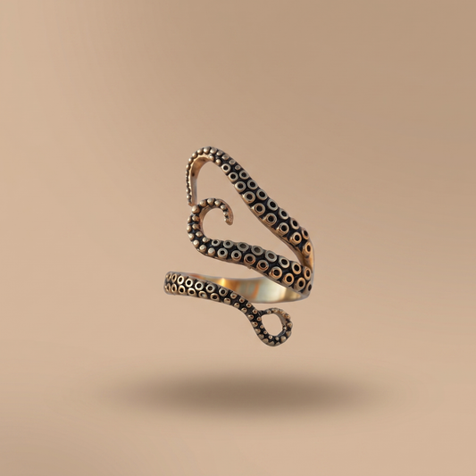 Asea Octopus Tentacle Wrap Ring — front view