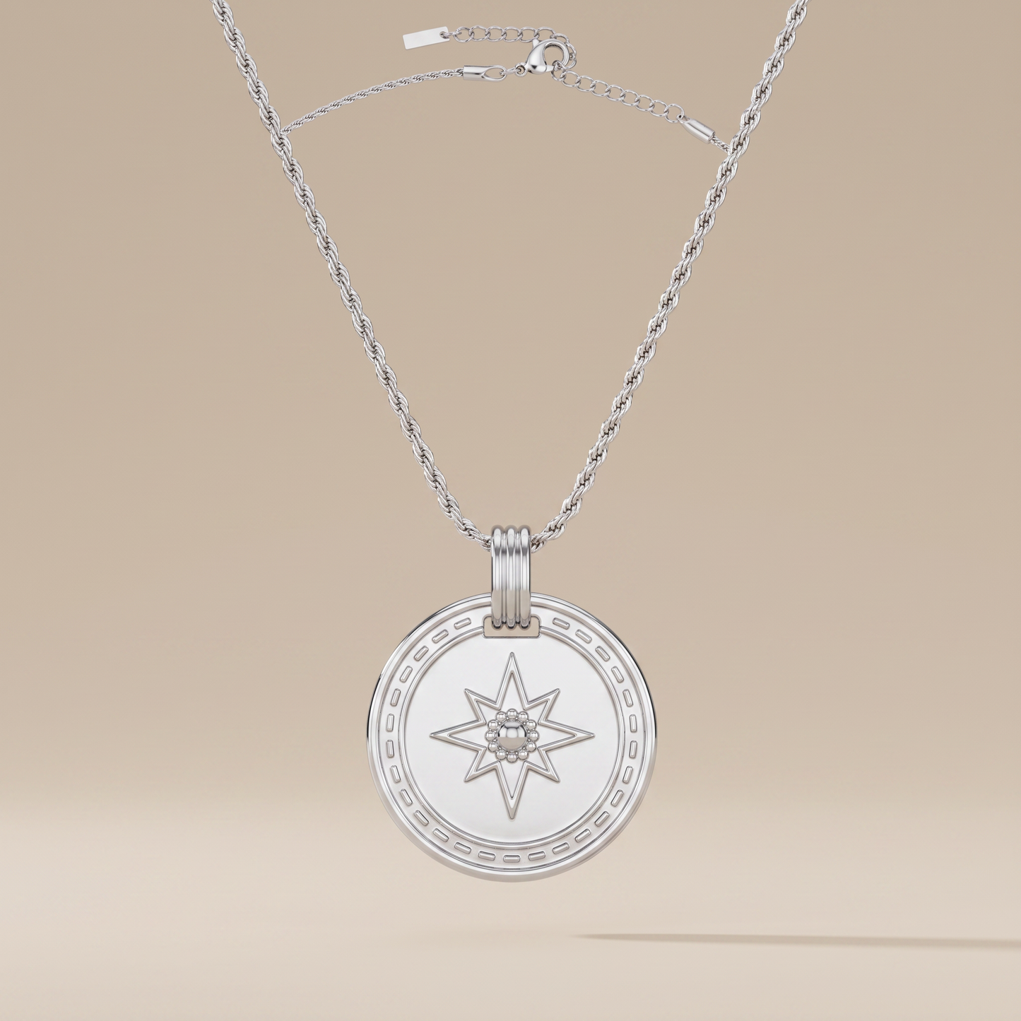Asea Gold Compass Pendant Necklace — Silver