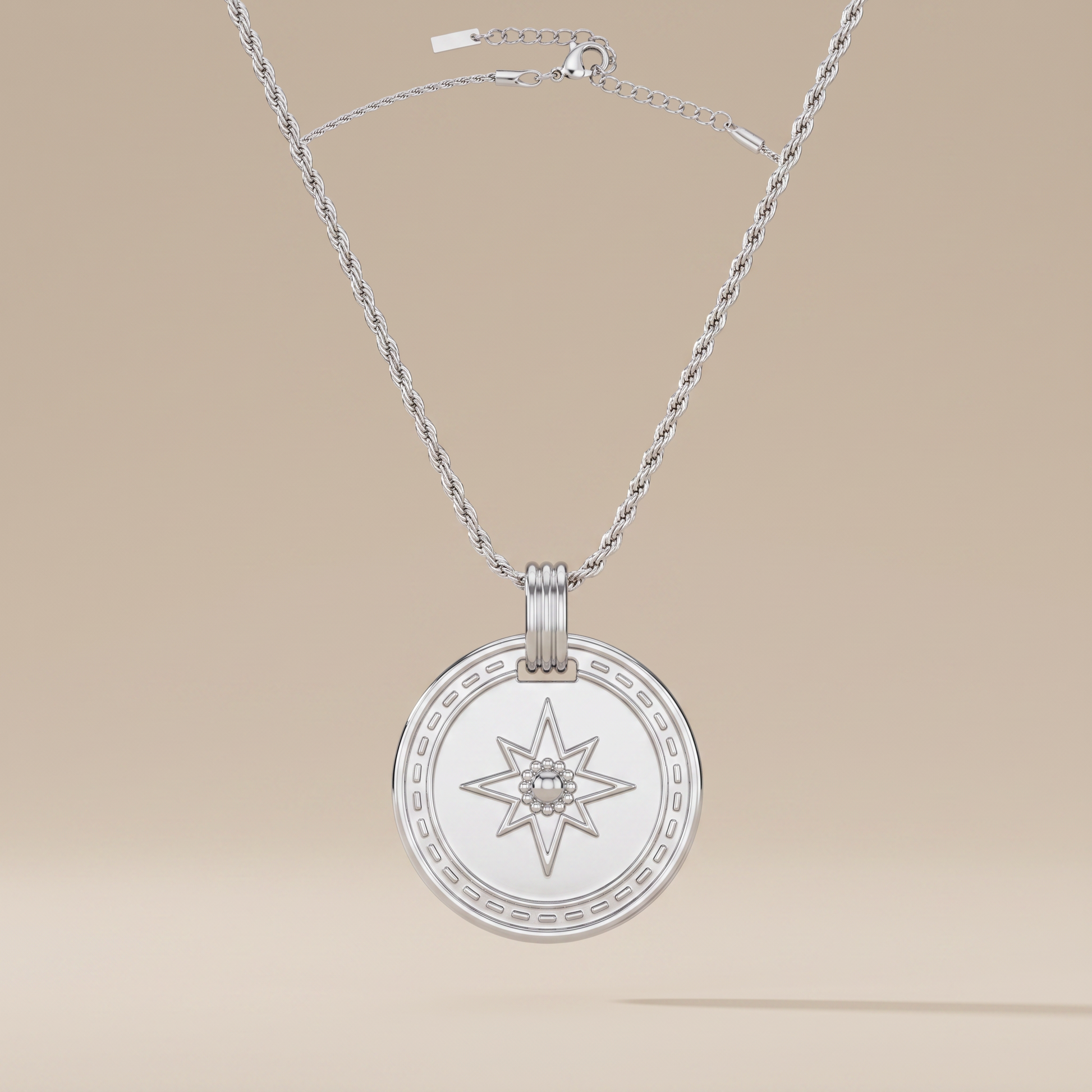 Asea Gold Compass Pendant Necklace — Silver