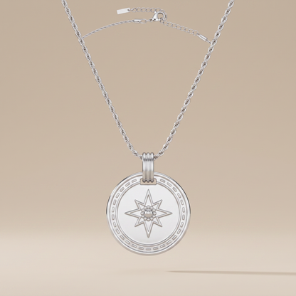 Asea Gold Compass Pendant Necklace — Silver