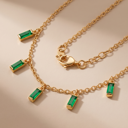 Asea Rain of Emeralds Drop Choker — close-up detail