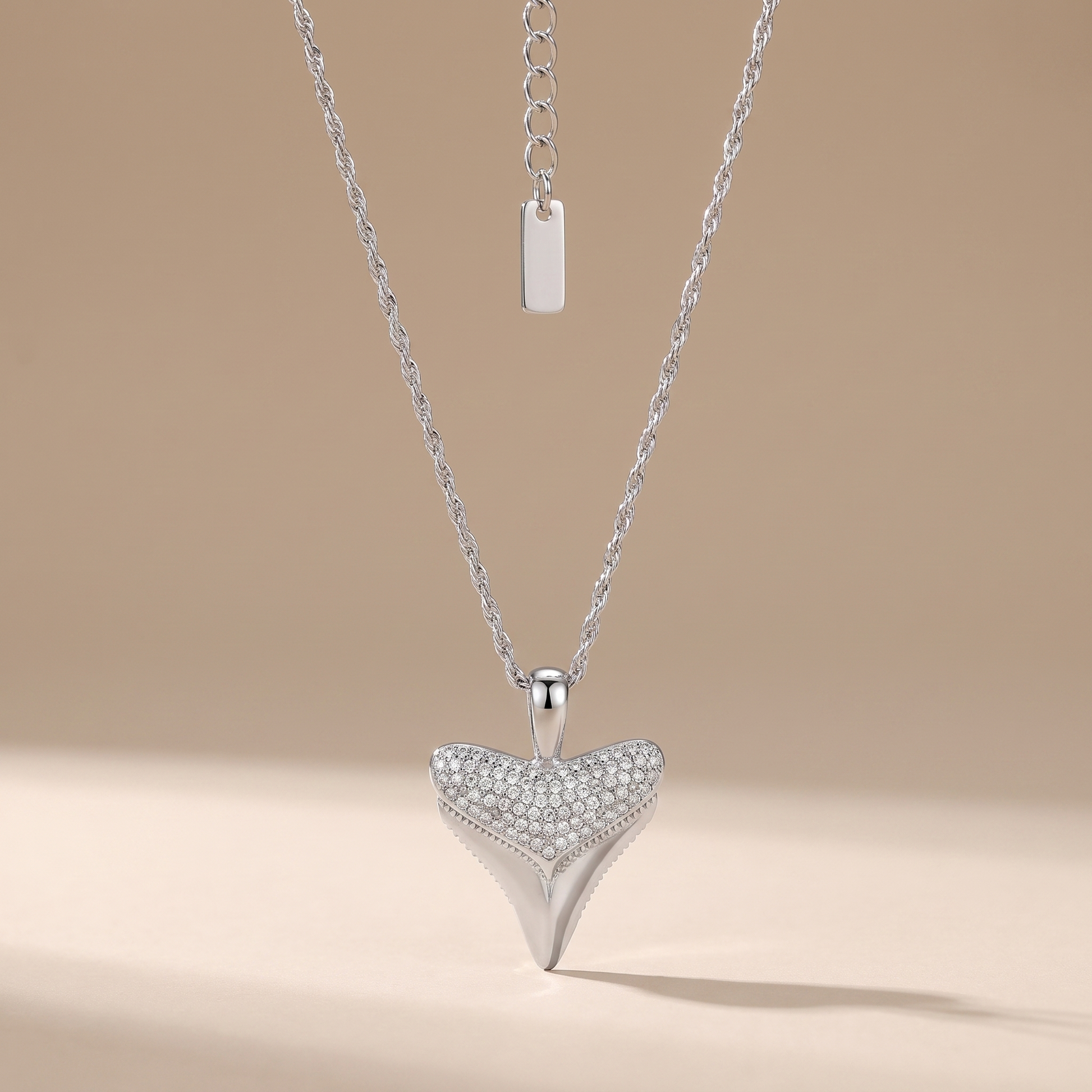 Asea Zircon Shark Tooth Necklace — Silver Color
