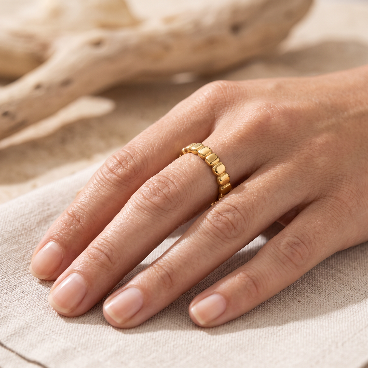 Asea Bead Stacking Ring — worn by model