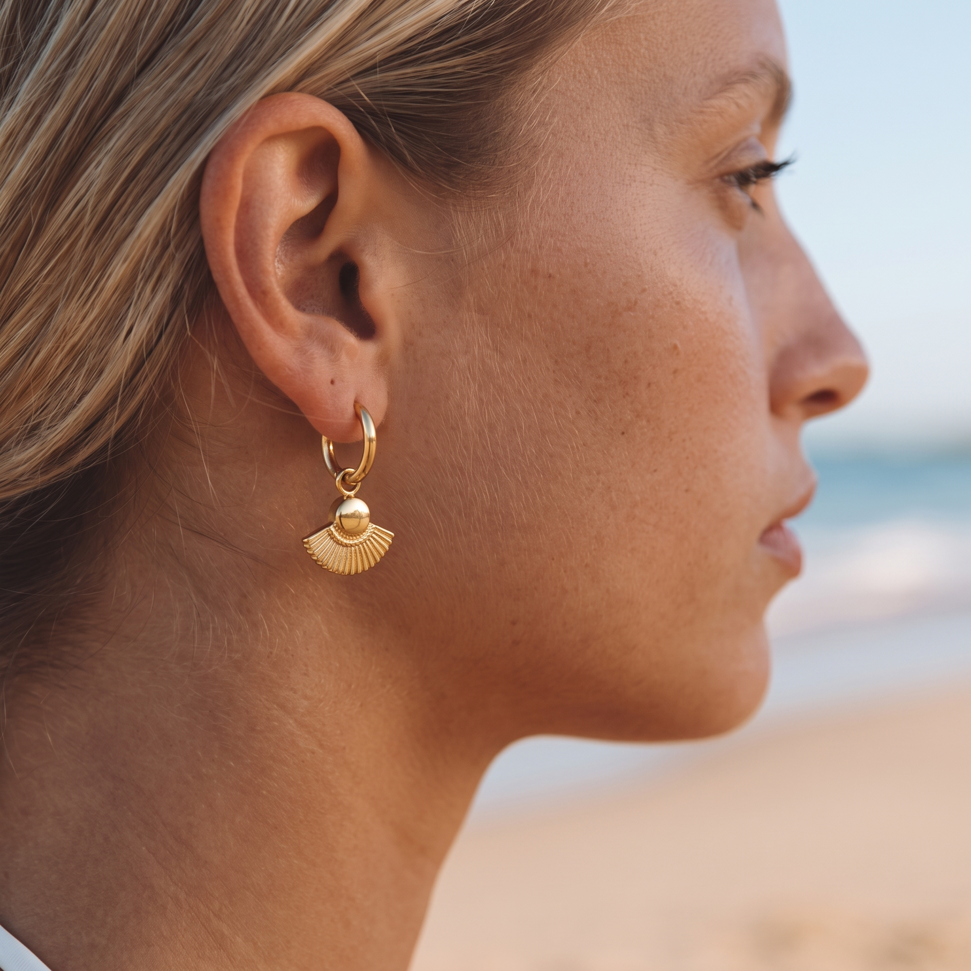 Asea Bohemian Gold Hoops — worn by model
