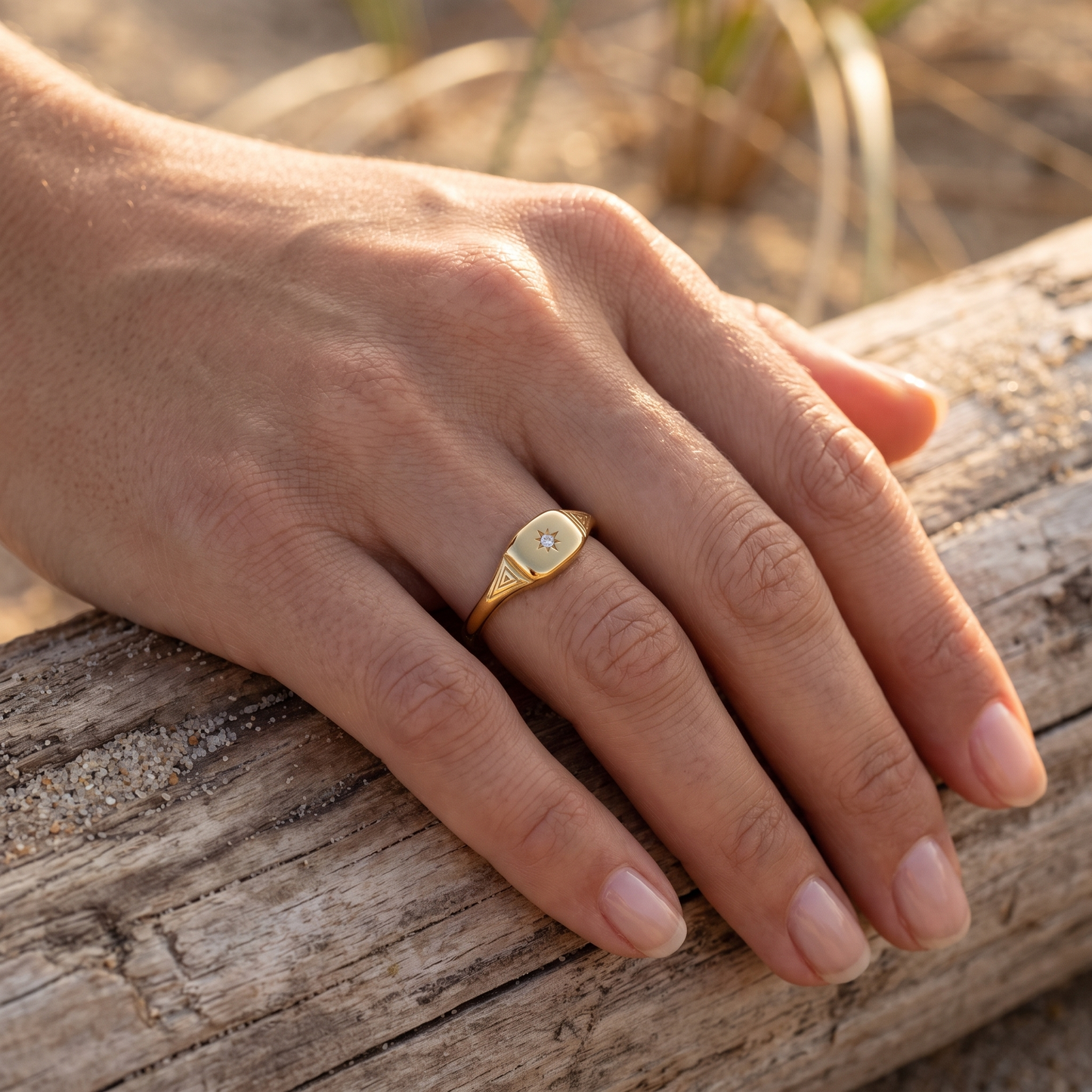 Asea Lumina Heirloom Signet Ring — worn by model