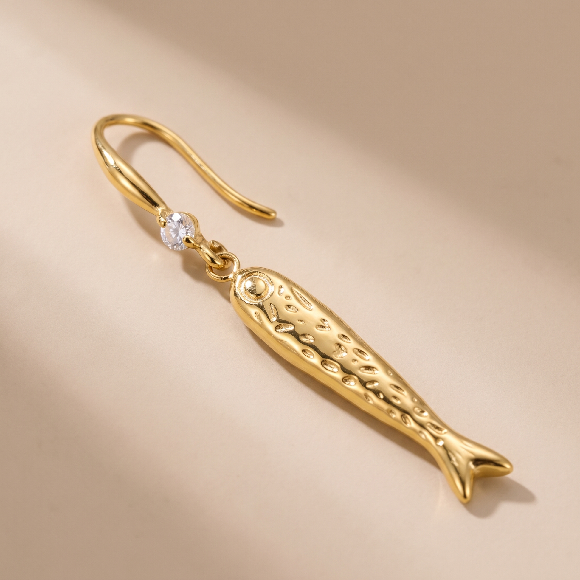 Asea Lucky Fish Drop Earrings — close-up detail