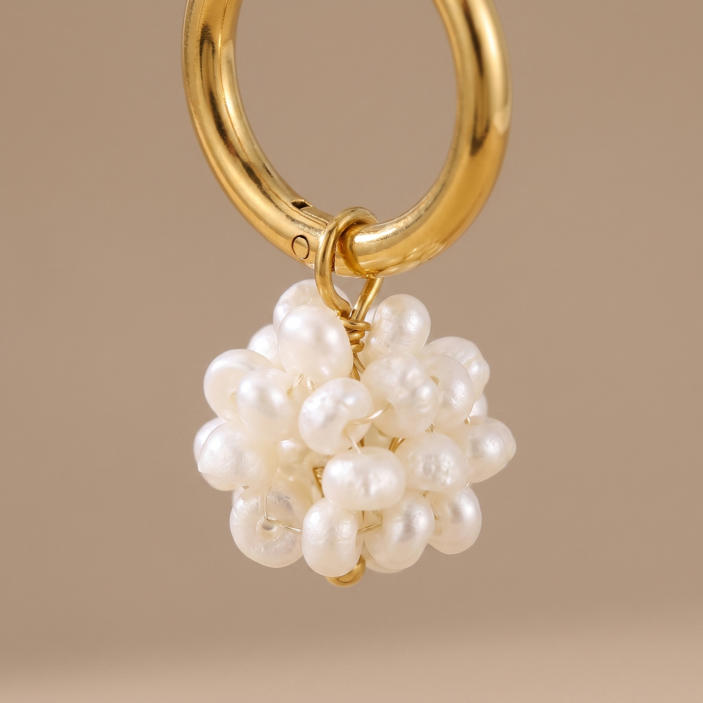 Asea Mini Pearl Hoops — close-up detail