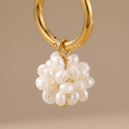 Asea Mini Pearl Hoops — close-up detail