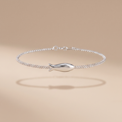 Asea Golden Fish Charm Bracelet — Silver Color