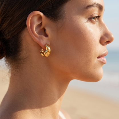 Asea Molten Flat Hoops — worn by model