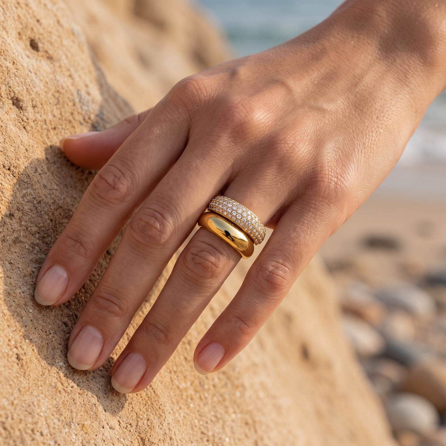 Asea Day & Night Stacking Ring Duo — worn by model