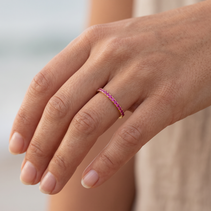 Asea Merlot Slim Stacking Ring — worn by model
