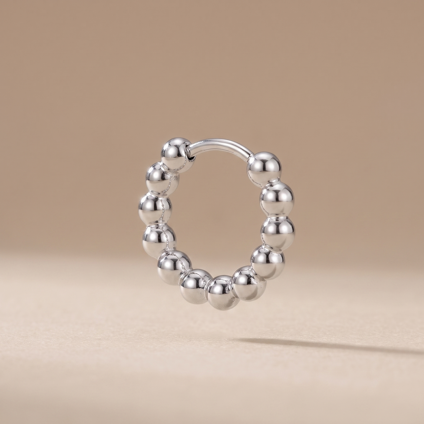 Asea Textured Bead Hoops — Silver color