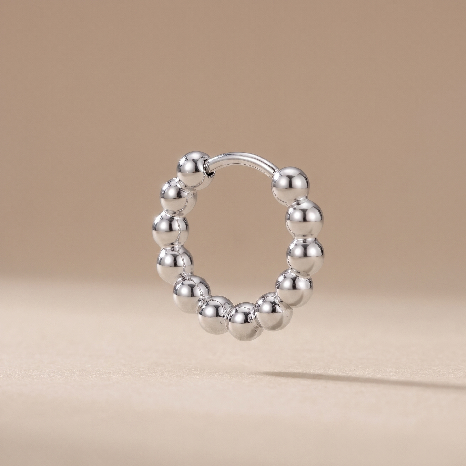 Asea Textured Bead Hoops — Silver color