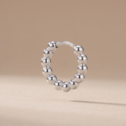 Asea Textured Bead Hoops — Silver color