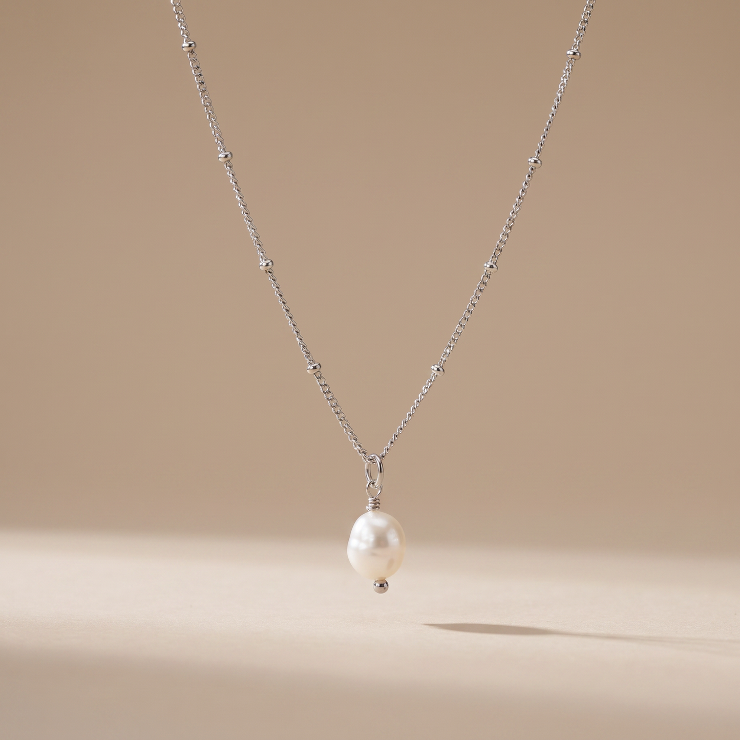 Asea Baroque Pearl Drop Necklace — Silver Color