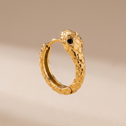 Asea Snake Huggie Hoops — front view