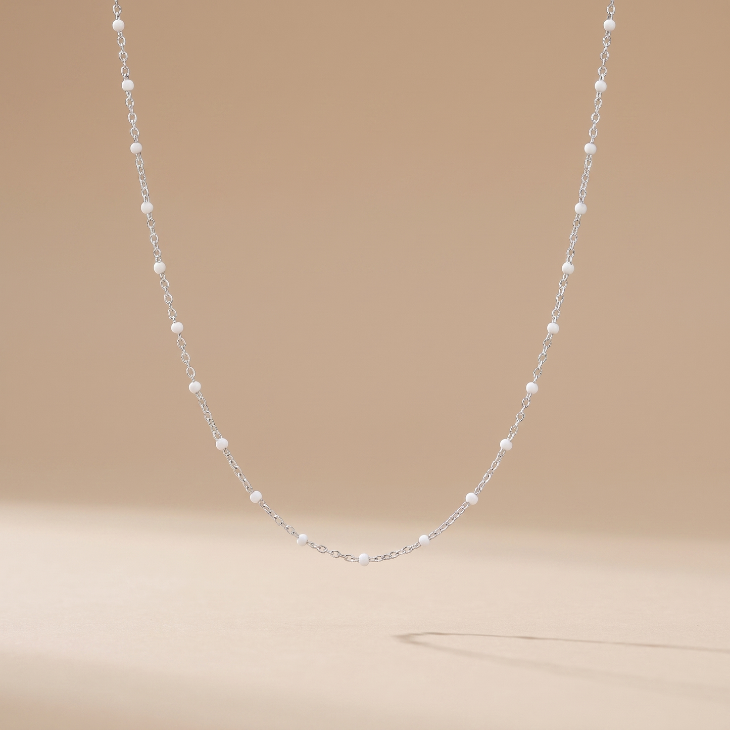 Asea White Bead Choker — Silver Color