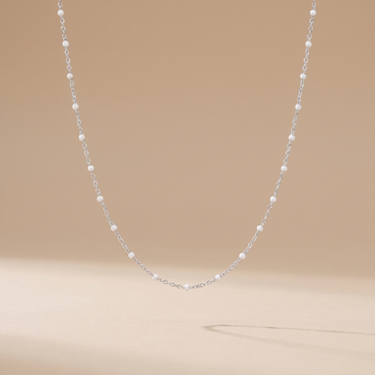 Asea White Bead Choker — Silver Color