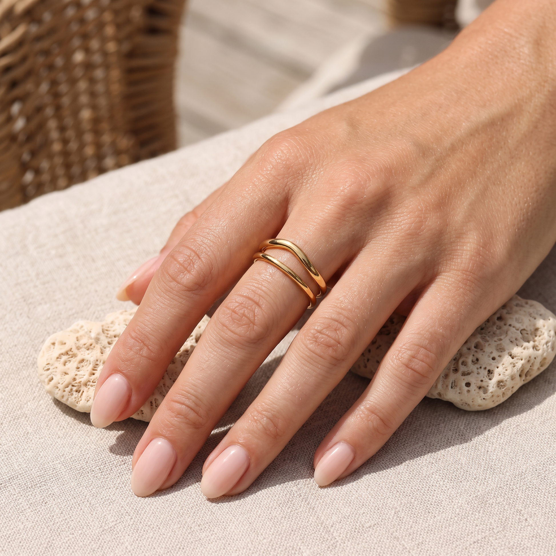 Asea Breeze Double Band Ring — worn by model