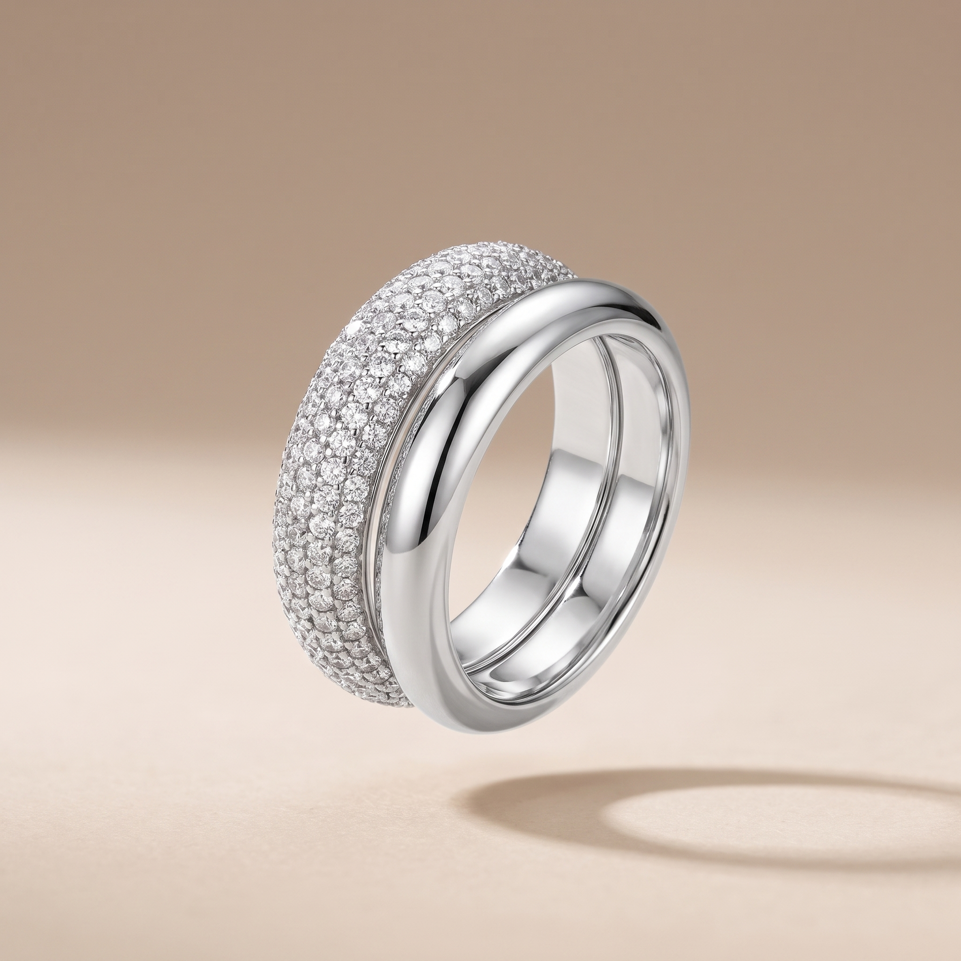 Asea Day & Night Stacking Ring Duo — Silver color