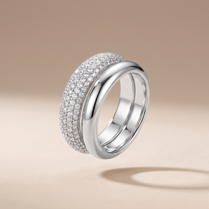 Asea Day & Night Stacking Ring Duo — Silver color