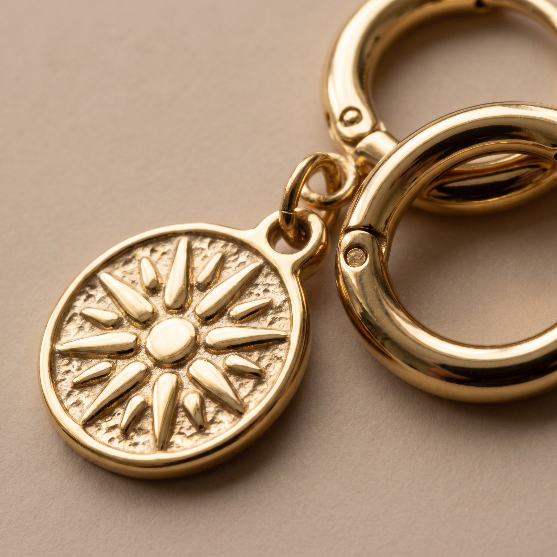 Asea Mini Sun Hoop Earrings — close-up detail