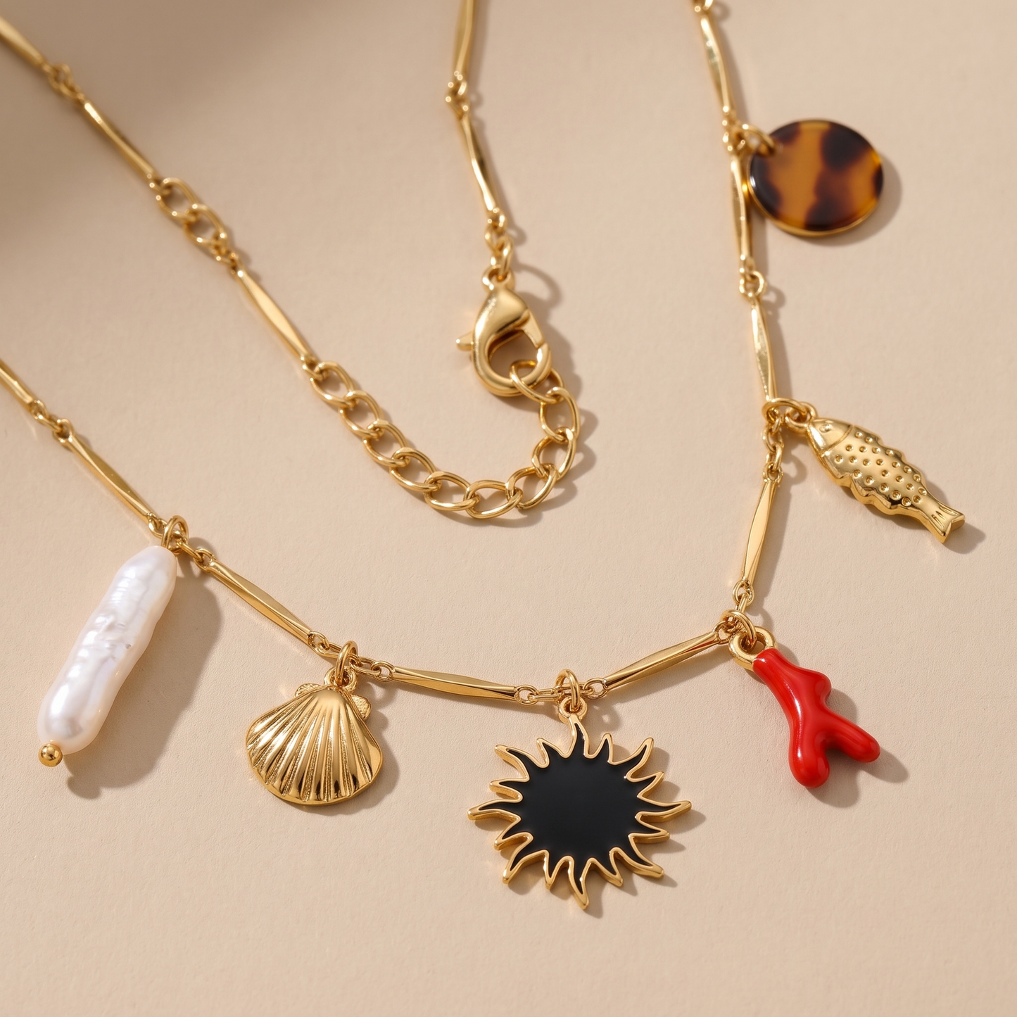 Asea Mediterranean Charm Necklace — close-up detail