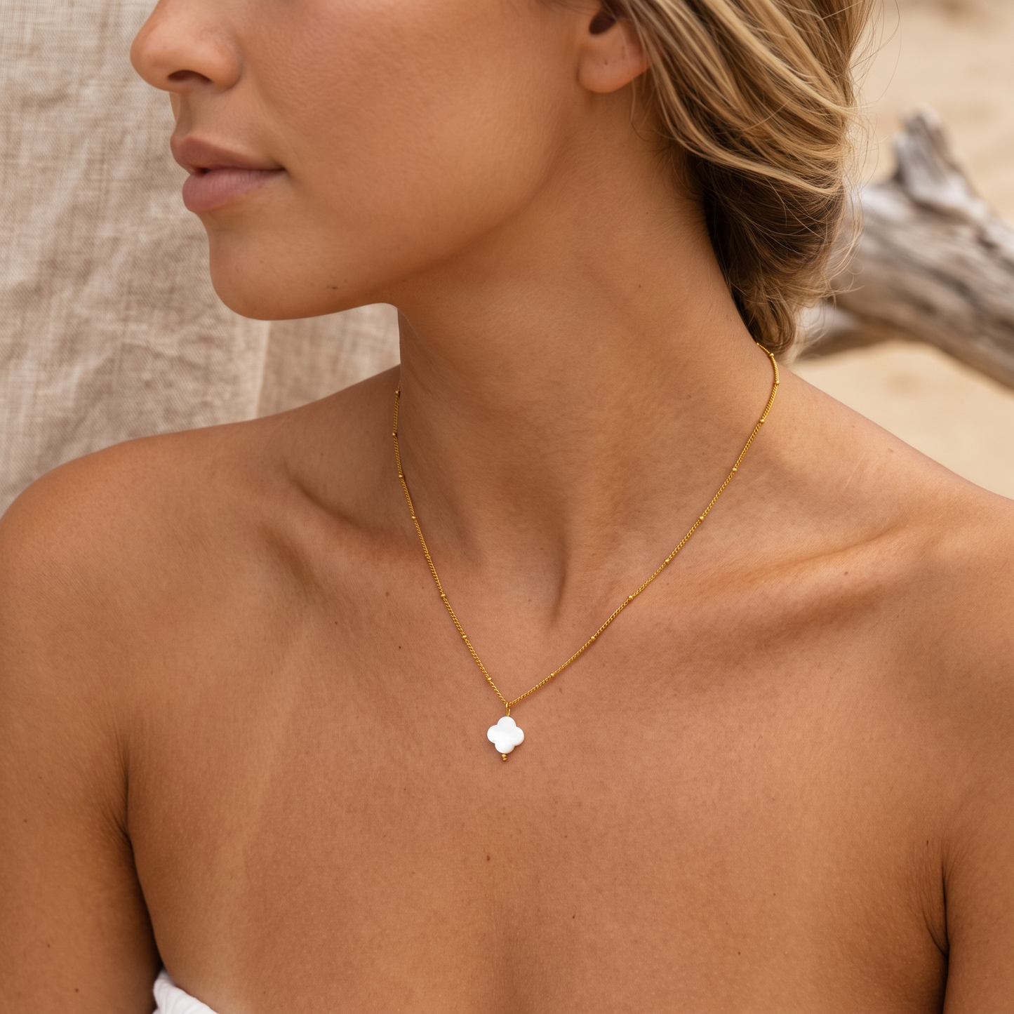 Asea Procida Quatrefoil Necklace — worn by model