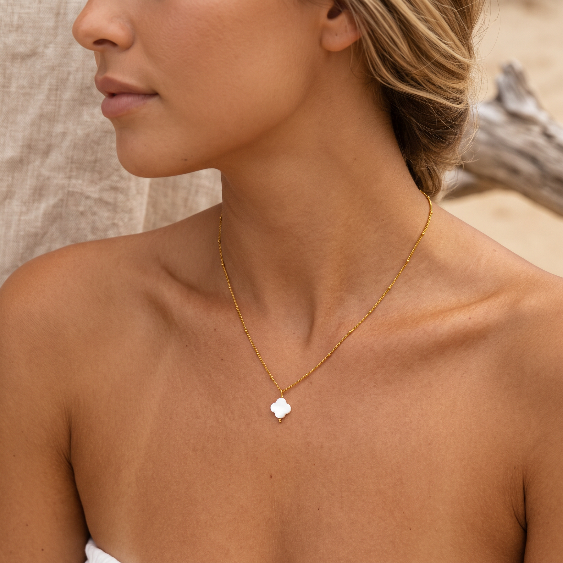 Asea Procida Quatrefoil Necklace — worn by model