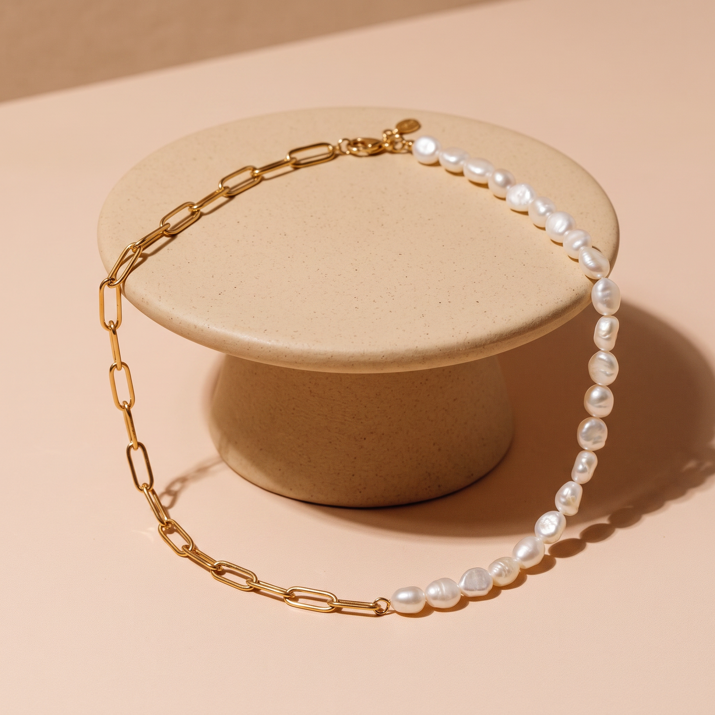 Asea Menorca Pearl Paperclip Necklace — angle