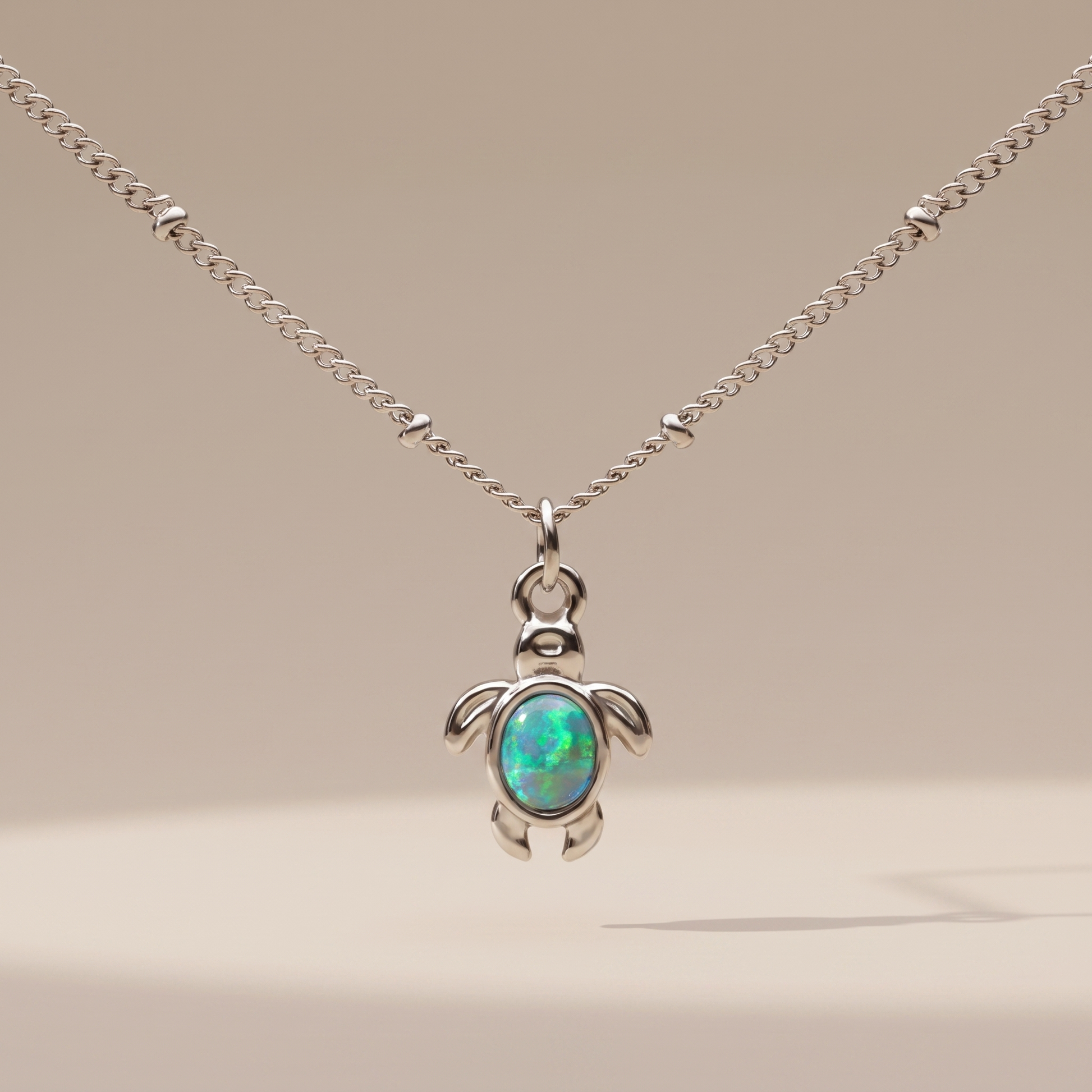 Asea Opal Sea Turtle Necklace — Silver Color