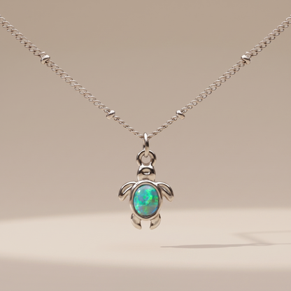 Asea Opal Sea Turtle Necklace — Silver Color