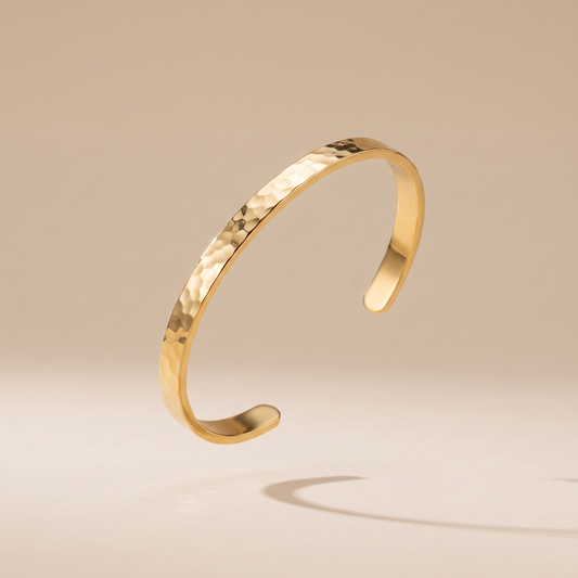 Asea Hammered Gold Cuff Bracelet — front view