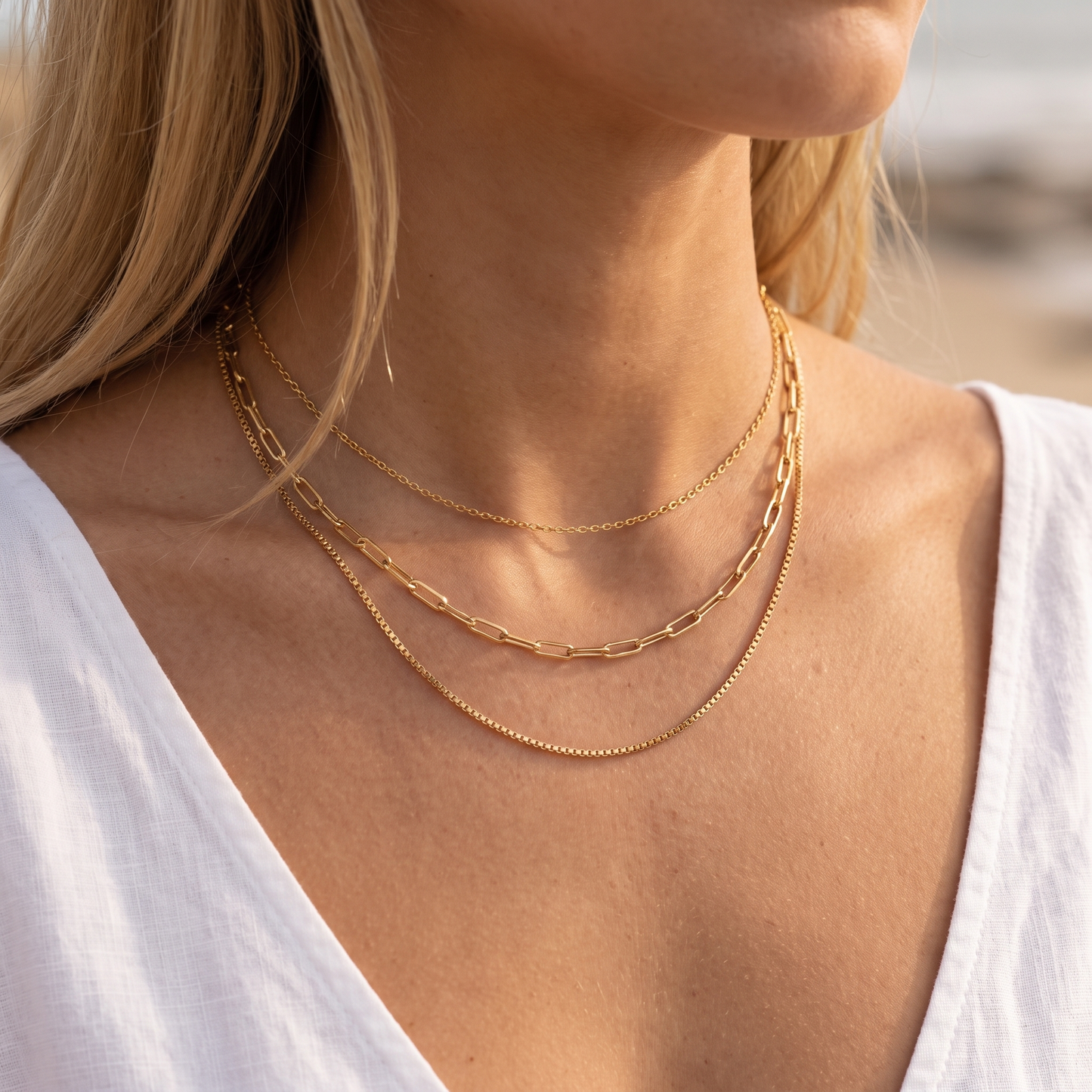Asea Culebra Triple Layered Necklace — worn by model