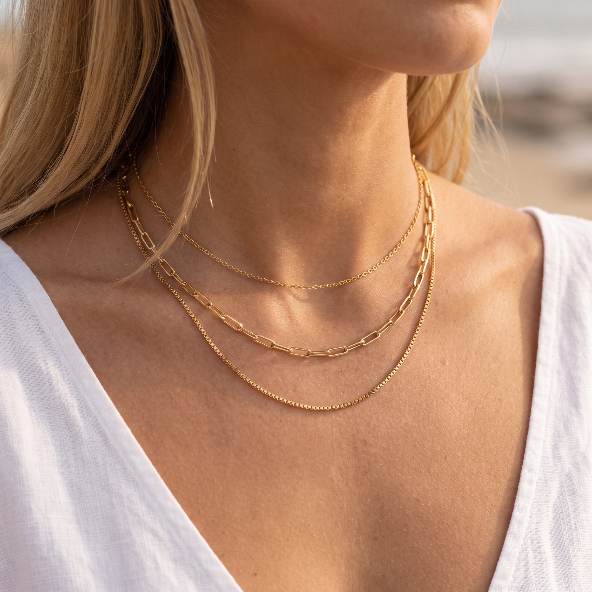Asea Culebra Triple Layered Necklace — worn by model
